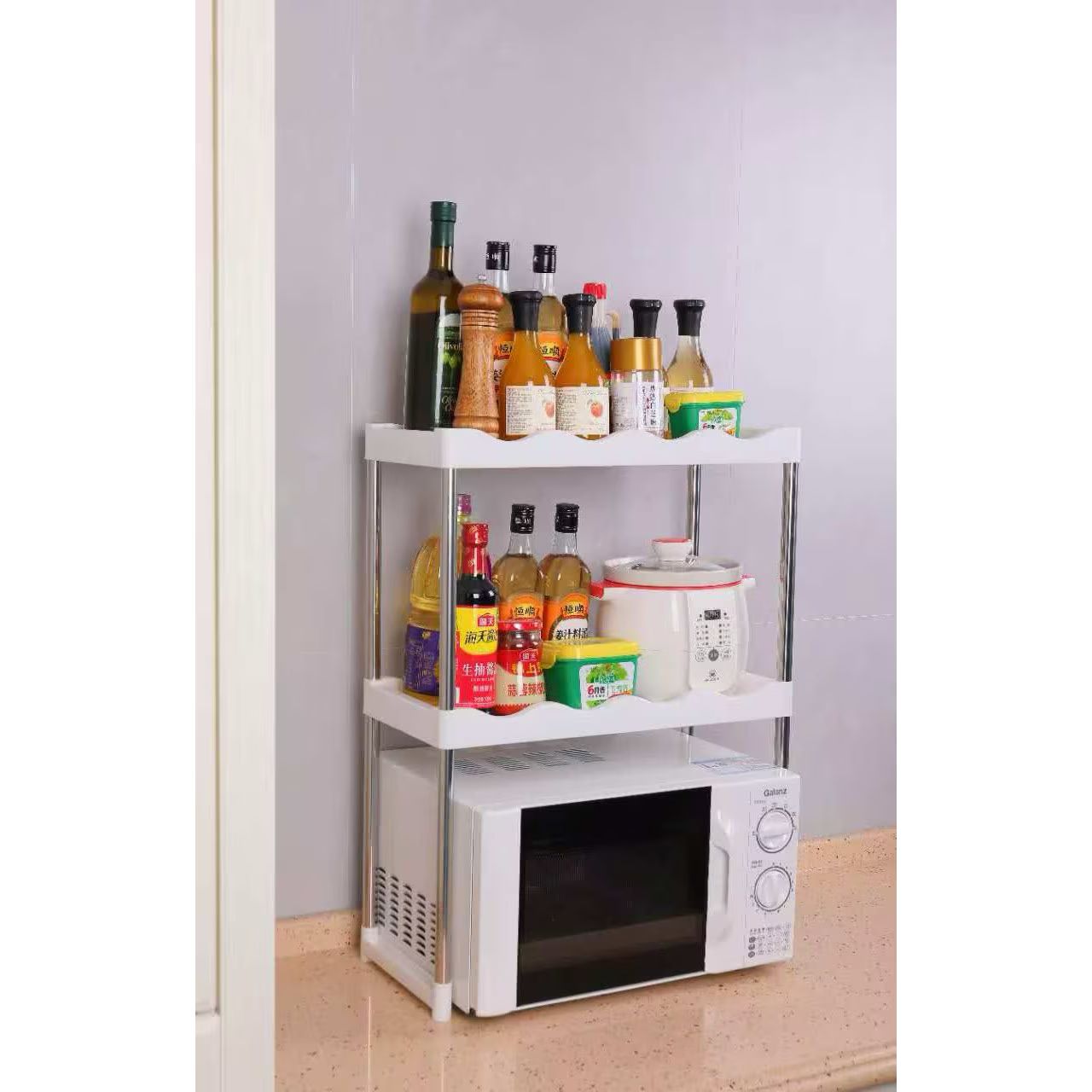Raft extensibil, suport pentru cuptorul cu microunde, multifunctional