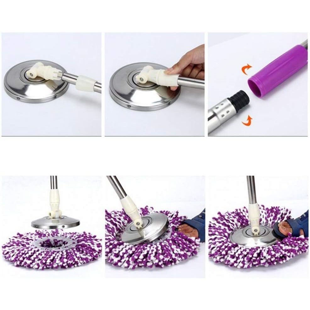 Set Mop Rotativ, Cuva din Inox, 5 Rezerve